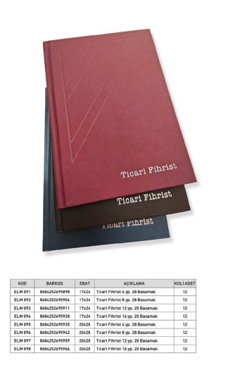 Elma Ticari Fihrist 17x24 6 Yaprak 28 Basamak (Bayındır) Peşin