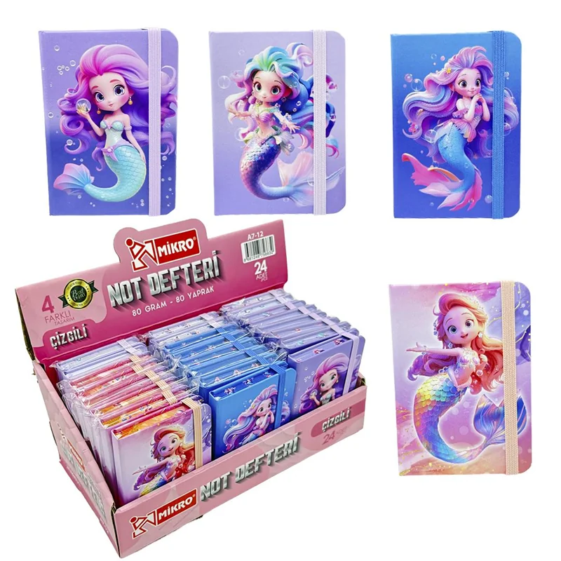 40489 Mıkro A Defteri Lastikli Çizgili 80 Yaprak Karma Desen - Görsel 1