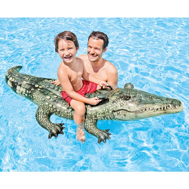 40607 Intex Tutmaçlı Gerçekçi Timsah Binici 170 Cm 86 Cm. (Deniz & Havuz Adası) - Görsel 1