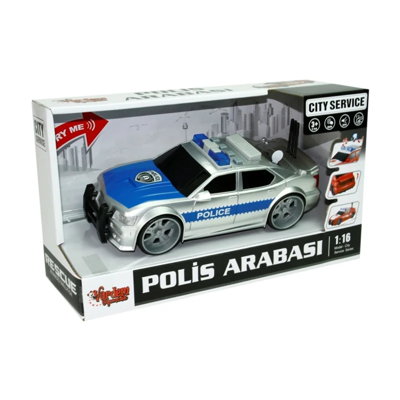 40629 Vardem Sürtmeli Polis Arabası 1:16 Sesli Işıklı - Görsel 1