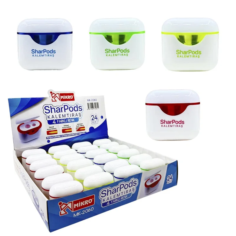 40693 Mıkro Mk-2060 Sharpods Çift Bıçaklı Kalemtraş 24 Lü - Görsel 1