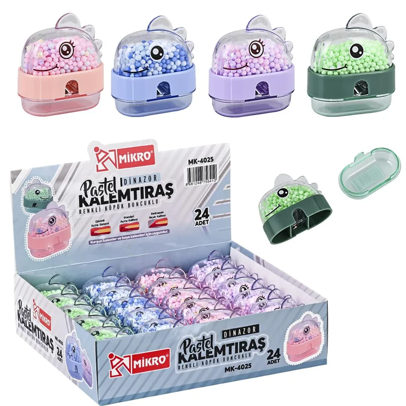 40695 Mıkro Mk-4025 Dinazor Kalemtraş 24 Lü Kutu - Görsel 1