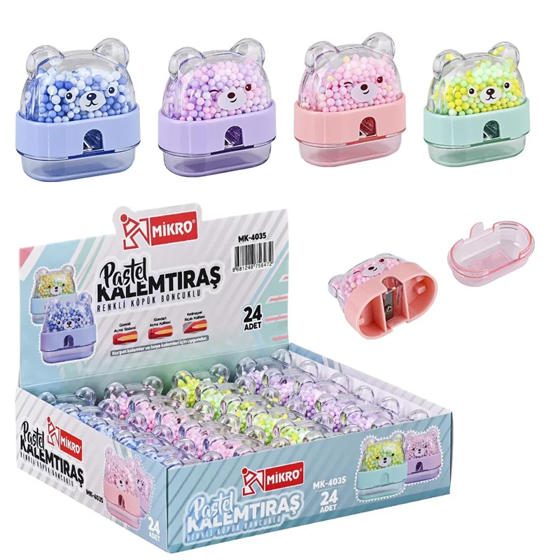 40697 Mıkro Mk-4035 Sevimli Panda Kalemtraş 24 Lü Kutu - Görsel 1