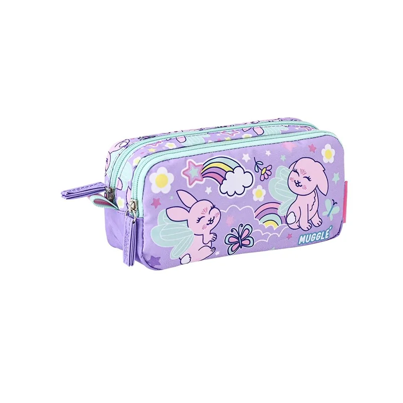 40837 Muggle Mu-5791 Fluffy Bunny Çift Gözlü Kalem Çantası (Kalemlik) - Görsel 1