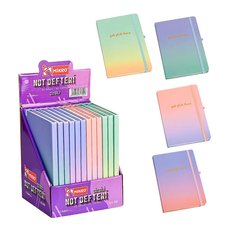 40849 Mıkro A Defteri Lastikli Çizgili 80 Yaprak Get Shıt Done 4 Renk - Görsel 1