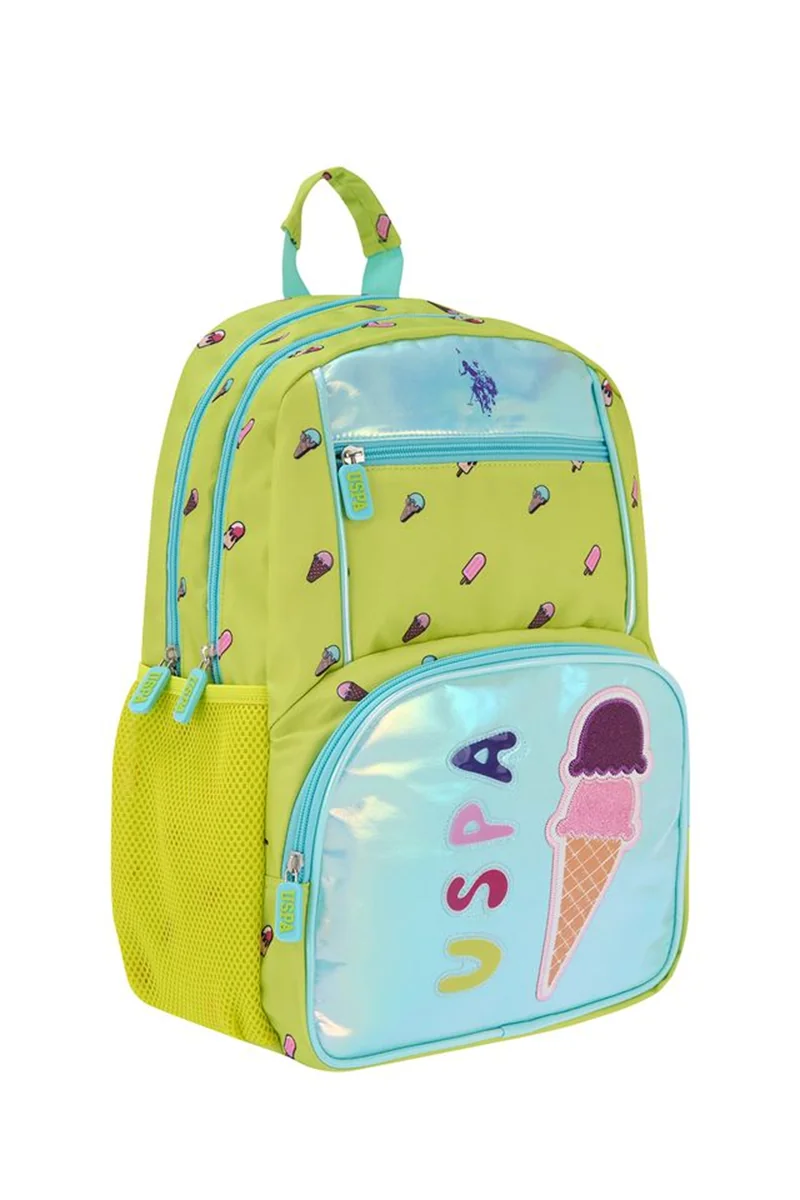 40896 Us Polo Sırt & Okul Çantası Dört Gözlü Sarı & Metalik Yeşil - Görsel 1