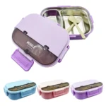 Muggle Ms-12 Yemek Kabı 2 Bölmeli (304 Paslanmaz Çelik) Tek Katlı Beslenme Pembe