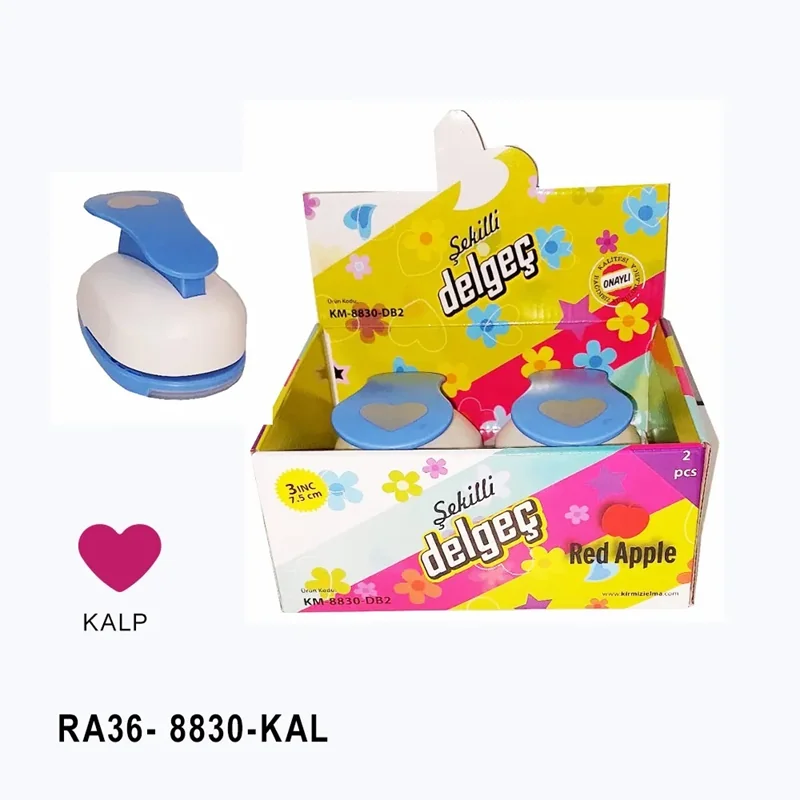 41000 Red Apple Şekilli Battal Boy Delgeç 7,5 Cm. Kalp (Şekilgeç) - Görsel 1