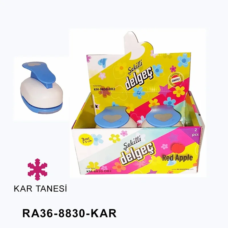 41002 Red Apple Şekilli Battal Boy Delgeç 7,5 Cm. Kar Tanesi (Şekilgeç) - Görsel 1