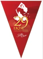 Vatan Kuşe Kağıt 10lu Üçgen Flama 29 Ekim Cumhuriyet Bayramı Süsü Peşin