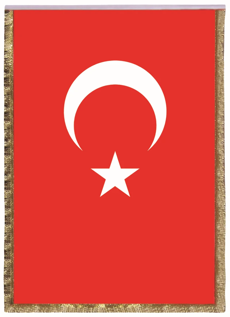 50389-1 Vatan Makam (Tören) Bayrağı Simli 100x150 Telalı Türk Bayrağı - Görsel 1