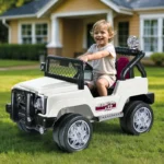 Dolu Oyuncak 12v Akülü Montra Jeep Beyaz Araba Uzaktan Kumanda&korna&emniyet Kem& Radıo-mp3 & Abs& İleri-geri